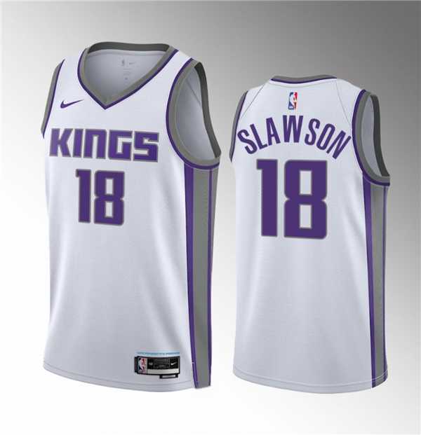Men%27s Sacramento Kings #18 Jalen Slawson White 2023 Draft Association Edition Stitched Jersey Dzhi